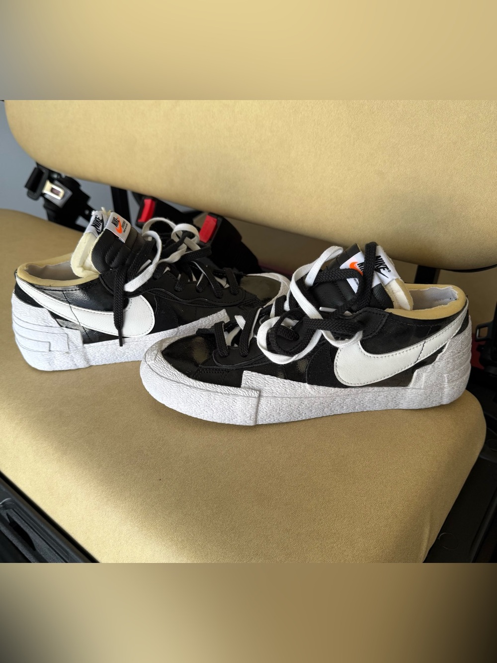Nike Blazer Low x sacai Black Patent Leather Mens Size 9.5